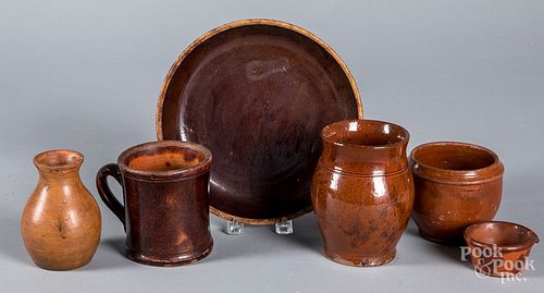 SIX PIECES OF AMERICAN REDWARE,