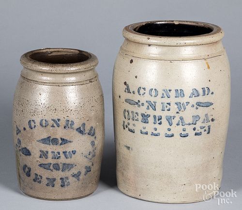 TWO WESTERN PENNSYLVANIA STONEWARE CROCKS,