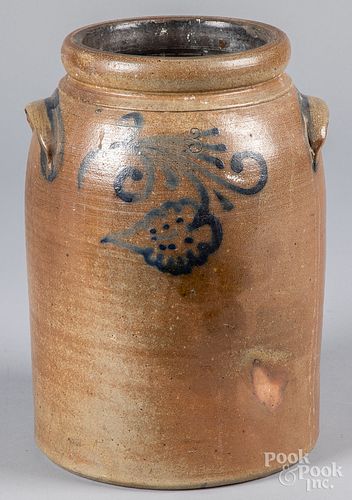 THREE-GALLON STONEWARE CROCK, 19TH C.Three-gallon