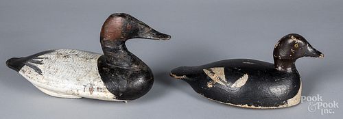 TWO CARVED AND PAINTED DUCK DECOYSTwo
