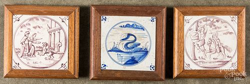 THREE DELFT TILES, 18TH C.Three