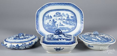 FOUR PIECES OF CHINESE EXPORT CANTON