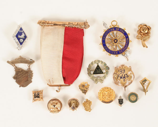 Lot of gold and antique fraternal