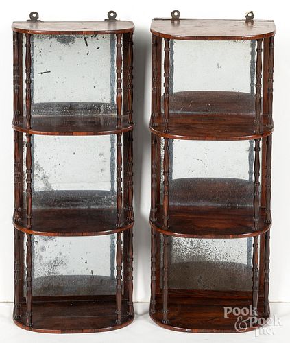 PAIR OF ENGLISH MIRRORED WALL SHELVESPair