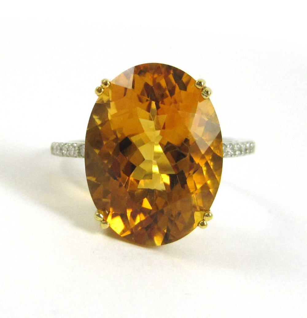 CITRINE, DIAMOND AND FOURTEEN KARAT