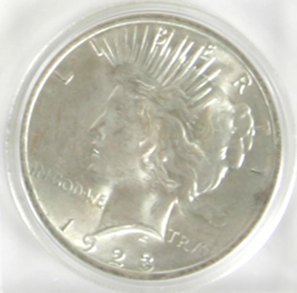 Eight Silver Peace Dollars - Five-1922,
