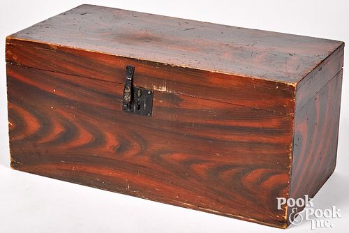 NEW ENGLAND PAINTED PINE LOCK BOX,