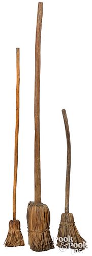 THREE EARLY HEARTH BROOMS, EARLY 19TH