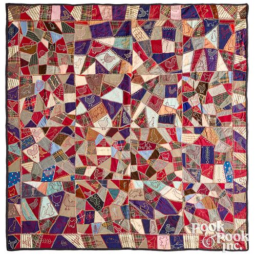 CRAZY QUILT TOP DATED 1913Crazy 3149df