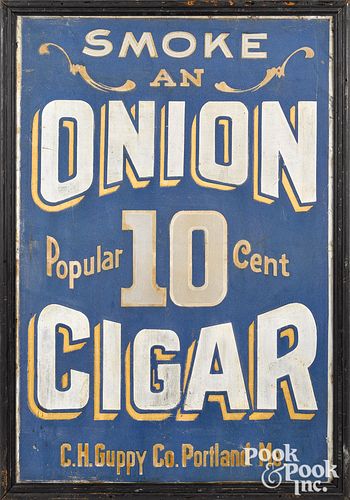 PAINTED TIN ONION CIGAR TRADE SIGN  3149f8