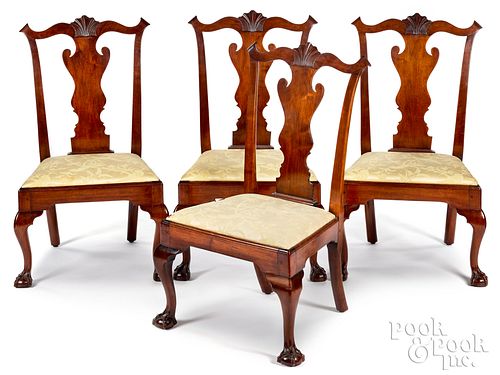 SET OF FOUR PA CHIPPENDALE WALNUT 314a39