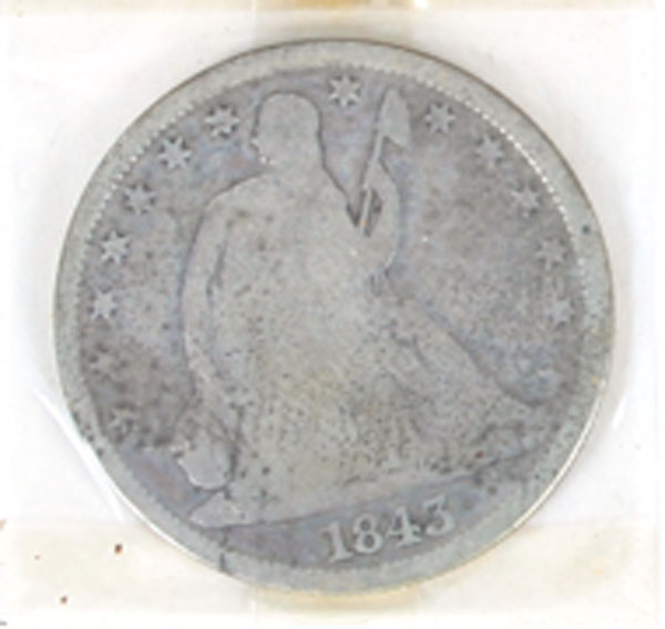 3 Seated Liberty 1/2 Dollars 1843