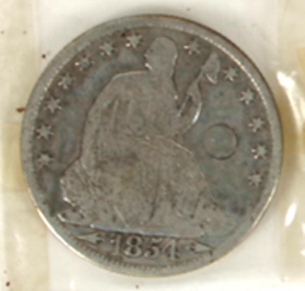 3 Seated Liberty 1/2 Dollars 1854