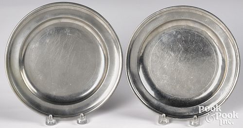 TWO NEW YORK PEWTER PLATES CA  314a88