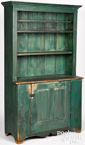 PAINTED PINE STEPBACK CUPBOARD  314a8a