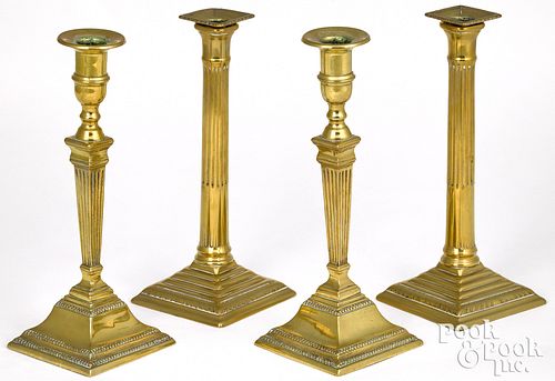 TWO PAIRS OF ENGLISH COLUMNAR BRASS 314a96