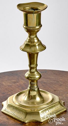 ENGLISH QUEEN ANNE BRASS CANDLESTICK  314ac2