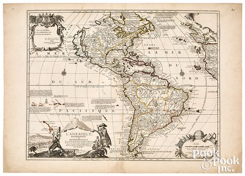 NICHOLAS DE FER MAP OF THE AMERICAS,