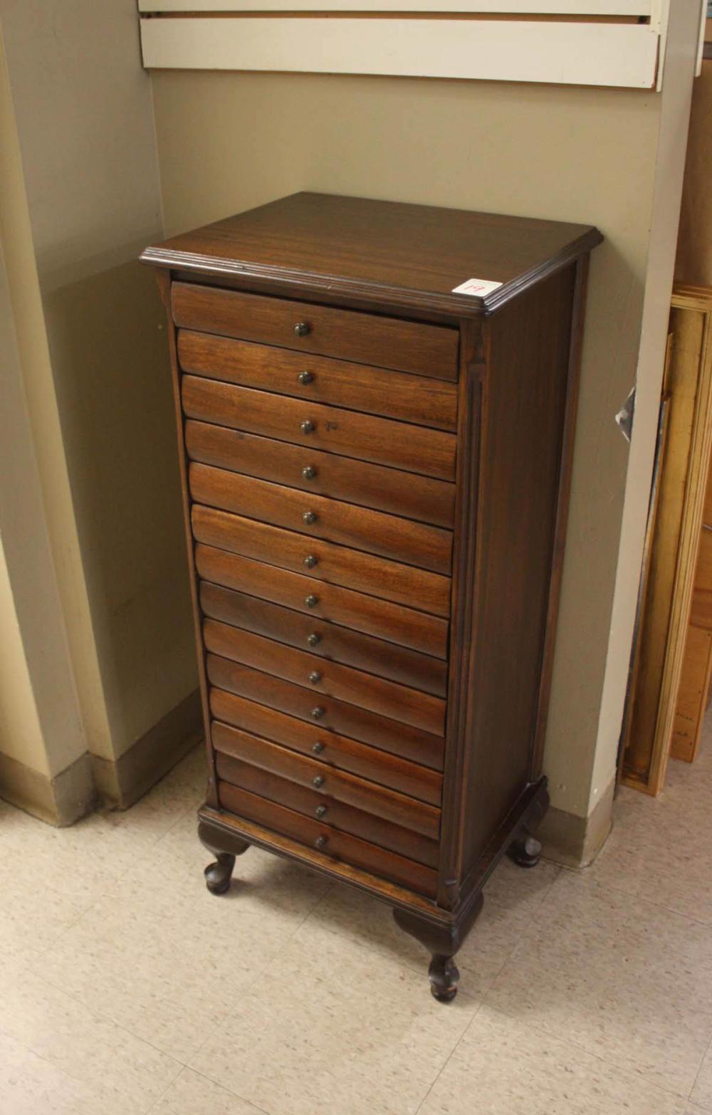 FOURTEEN-DRAWER MAHOGANY SHEET MUSIC