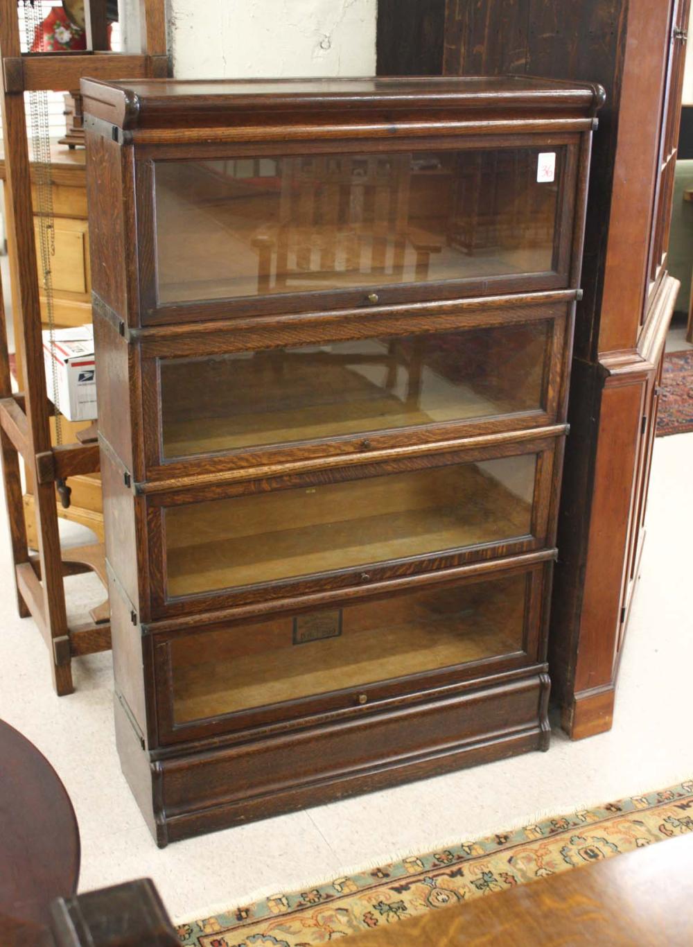 FOUR-SECTION STACKING OAK BOOKCASE,