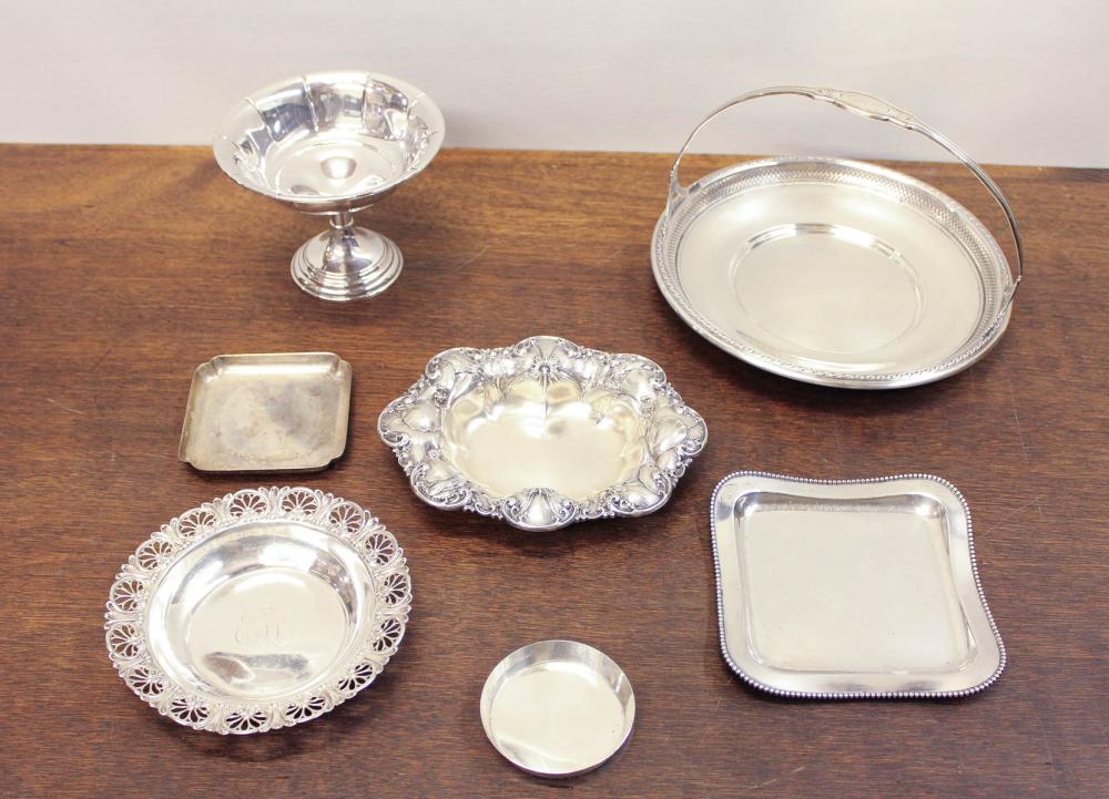 SEVEN STERLING SILVER TABLEWARE