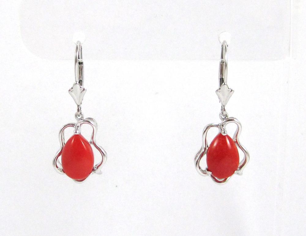 PAIR OF CORAL AND FOURTEEN KARAT 314b42