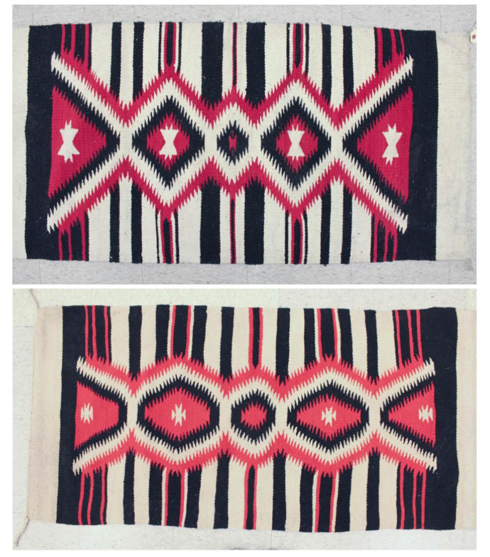 TWO LIGHTNING PATTERN NAVAJO WEAVINGS,