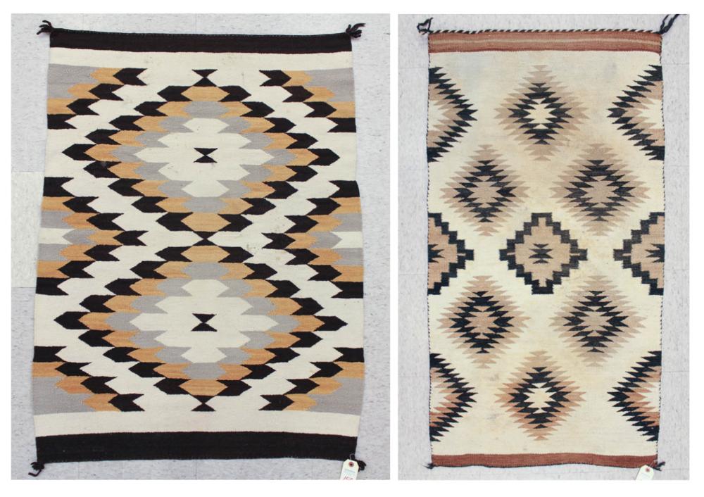 TWO NAVAJO WEAVINGS, SERRATED DIAMOND