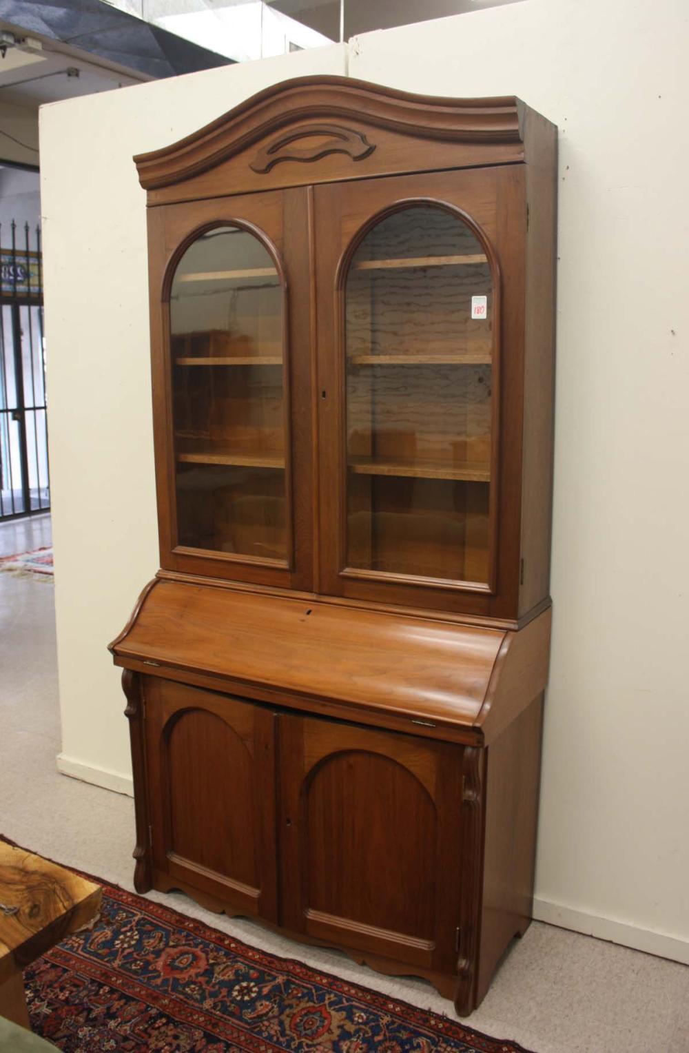 VICTORIAN WALNUT SECRETARY BOOKCASE  314bb4