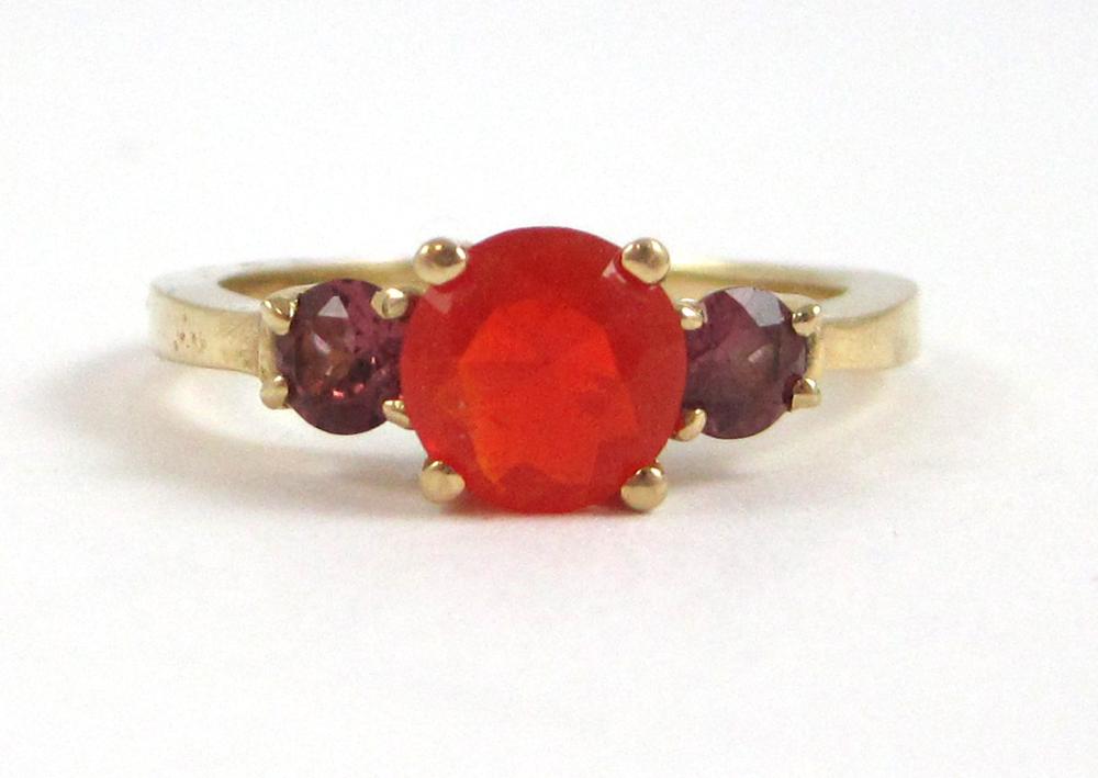 FIRE OPAL, GARNET AND FOURTEEN KARAT