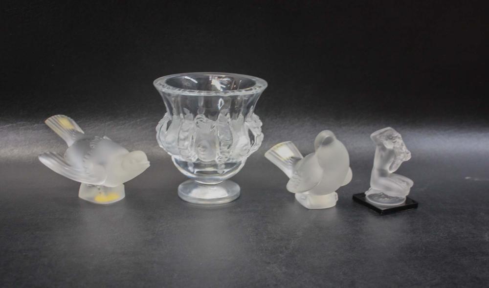 FOUR LALIQUE CRYSTAL ITEMS COMPRISED 314c1a