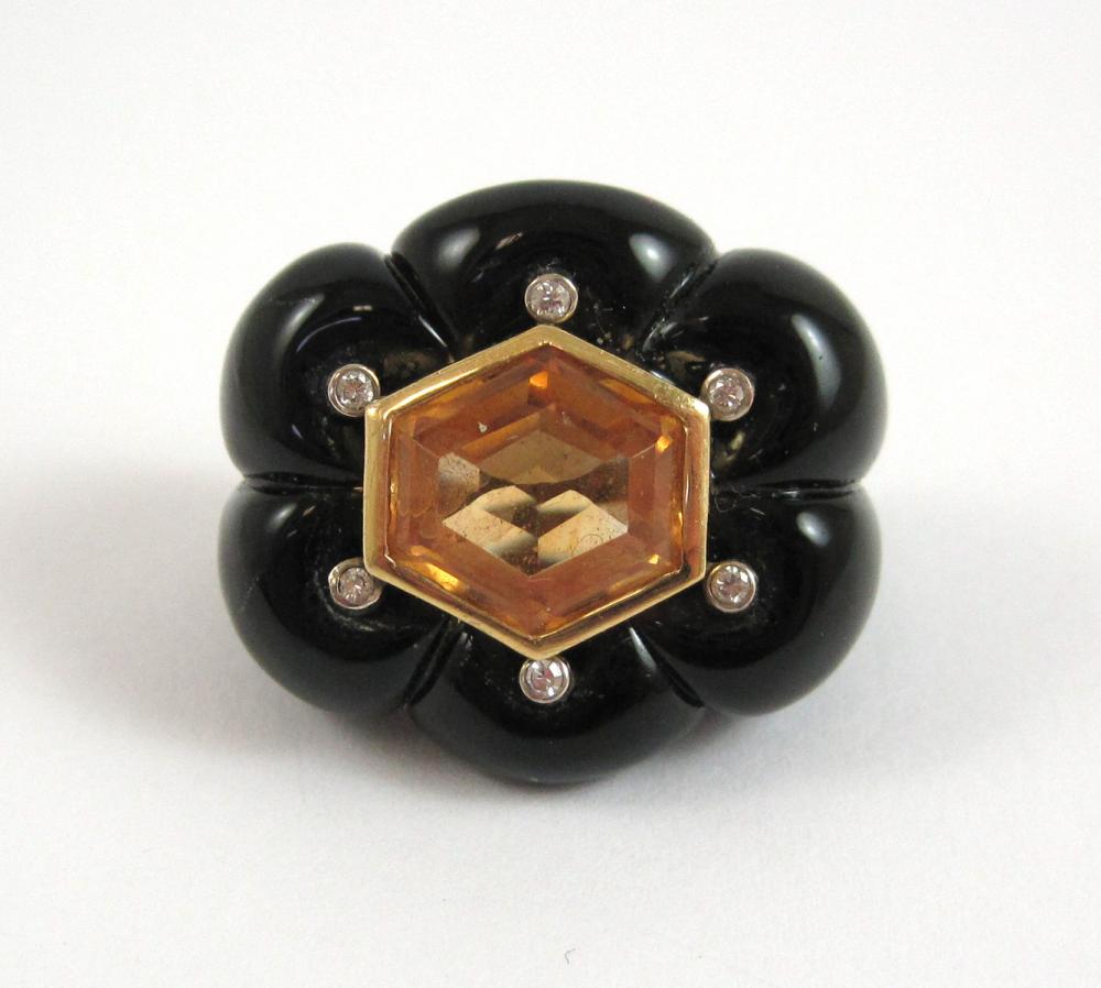 YELLOW SAPPHIRE, BLACK ONYX AND