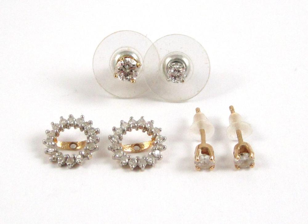 TWO PAIRS OF EAR STUDS AND PAIR