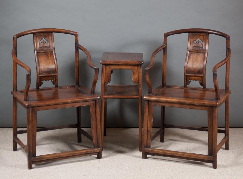 PAIR OF CHINESE HUALI WOOD ARMCHAIRS 314c88