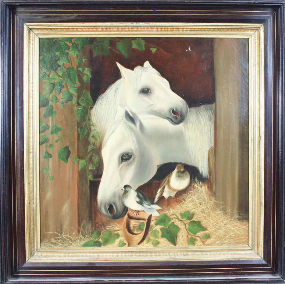 19TH CENTURY OIL ON CANVAS STABLE 314c9f
