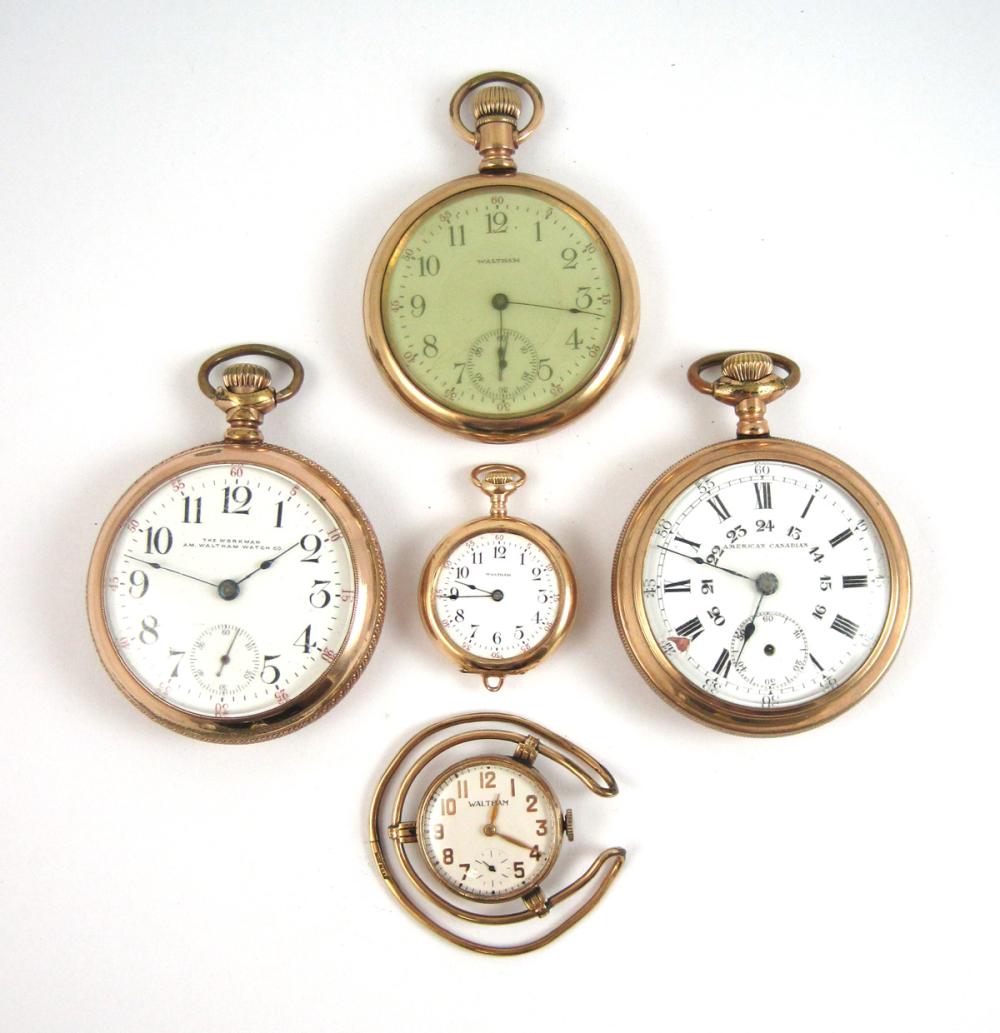 FIVE OPEN FACE POCKET LAPEL WATCHES  314cc7