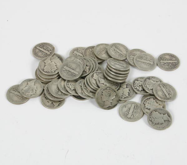 50 Silver Mercury Dimes Mixed Dates 4ee17