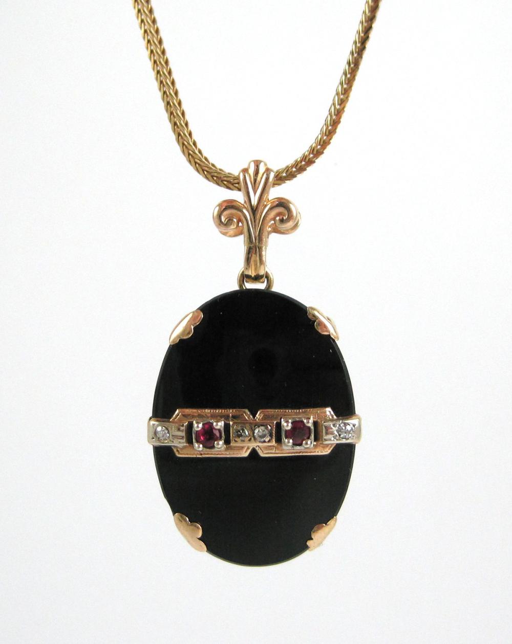 BLACK ONYX RUBY AND DIAMOND PENDANT 314d2e