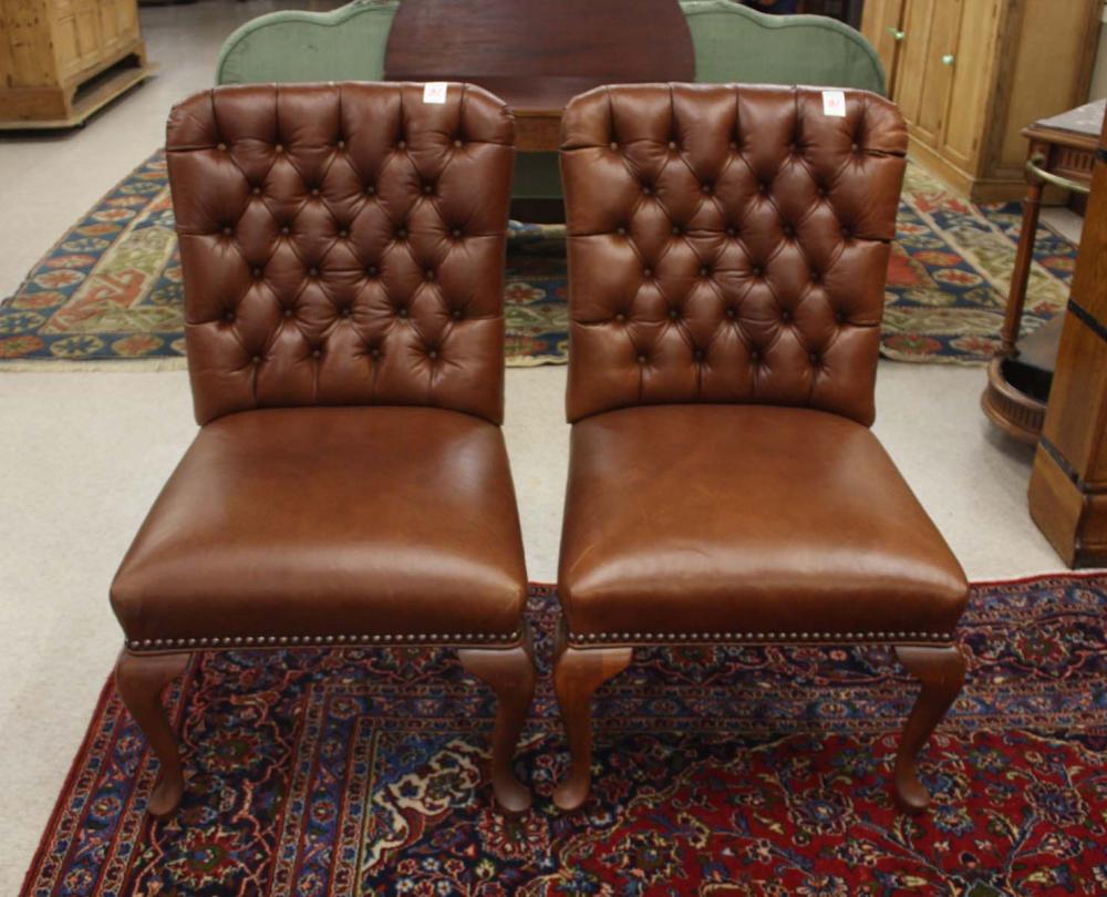 A PAIR OF QUEEN ANNE STYLE BROWN 314d36