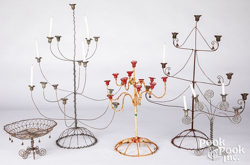 FOUR SCANDINAVIAN WIRE CHANDELIERS  314e05