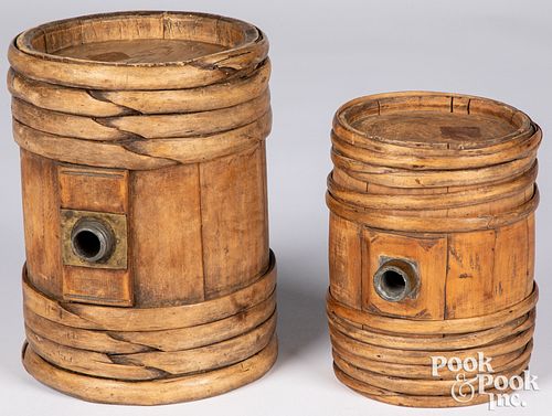 TWO SCANDINAVIAN WOOD STAVED KEGS  314e0e