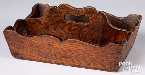 ENGLISH YEWWOOD KNIFE TRAY, EARLY