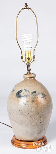 TWO STONEWARE TABLE LAMPS, 19TH