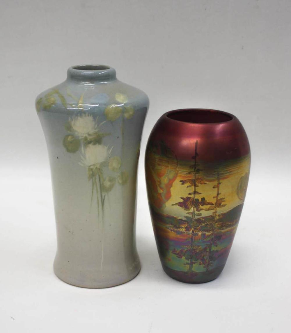 TWO AMERICAN ART POTTERY VASES: