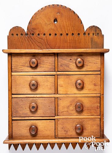 PINE HANGING SPICE CABINET, 19TH