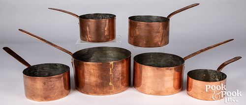 GRADUATED SET OF SIX COPPER COOKWARE 314ef3