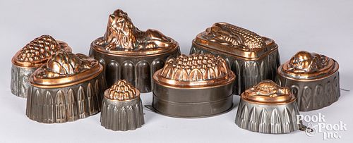 EIGHT ANTIQUE TIN AND COPPER FOOD 314f0c
