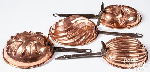 FOUR ANTIQUE COPPER FOOD MOLDSFour