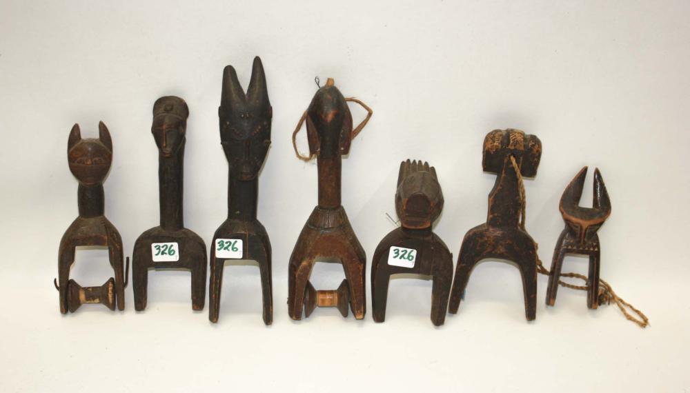 SEVEN AFRICAN CARVED FIGURAL WOOD