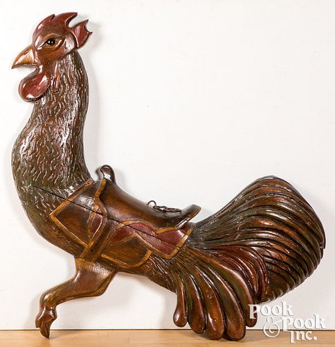 CARVED HALF ROUND CAROUSEL ROOSTERCarved 314f2a